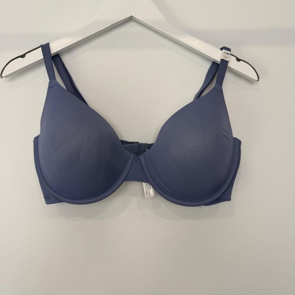 Victorias Secret PINK Wear Everywhere T-Shirt Bra Blue 38DD Lightly Lined